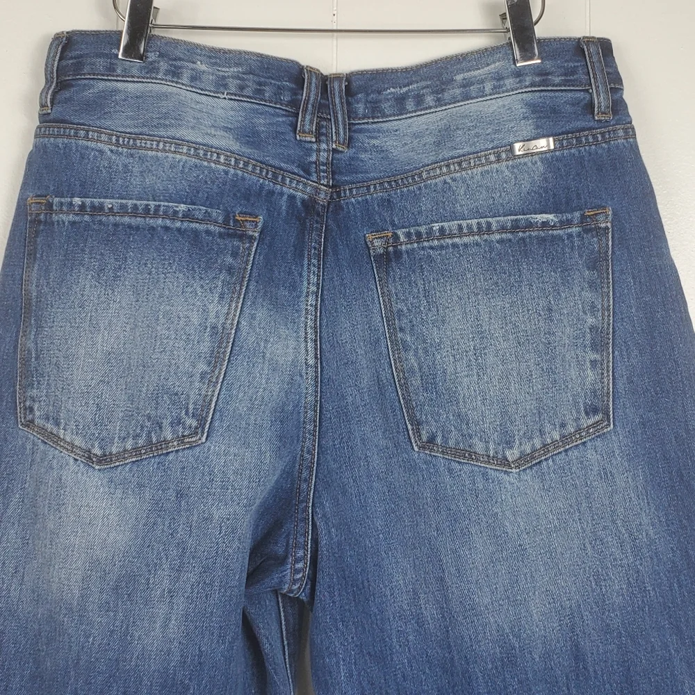 Kancan high waist button fly factory distressed raw hem cropped jeans size 11/29